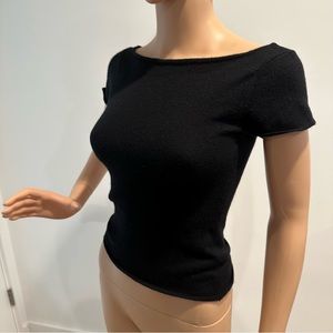 IS Blk TOP KNIT SSLV TOP CASMERE BLEND GREAT CONF